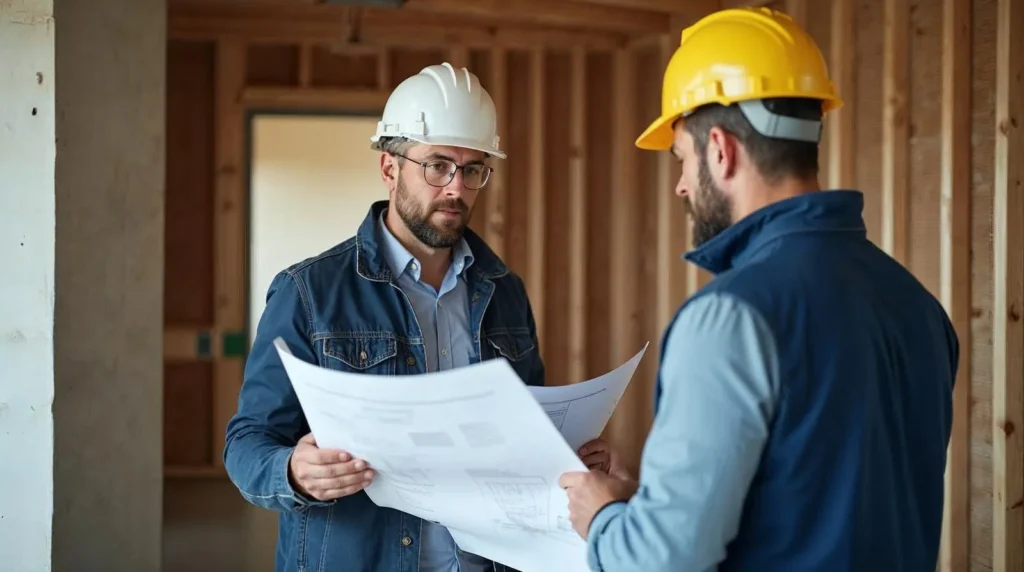 Équipe locale sur un chantier de construction isotherme