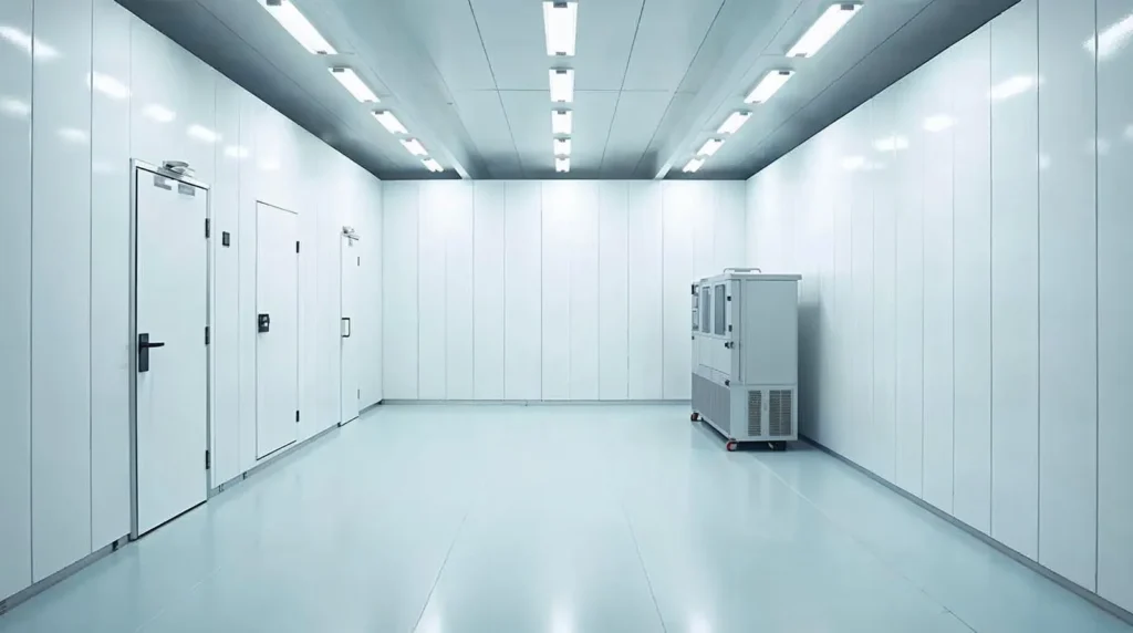 Panneaux isothermes formant cloisons et plafond