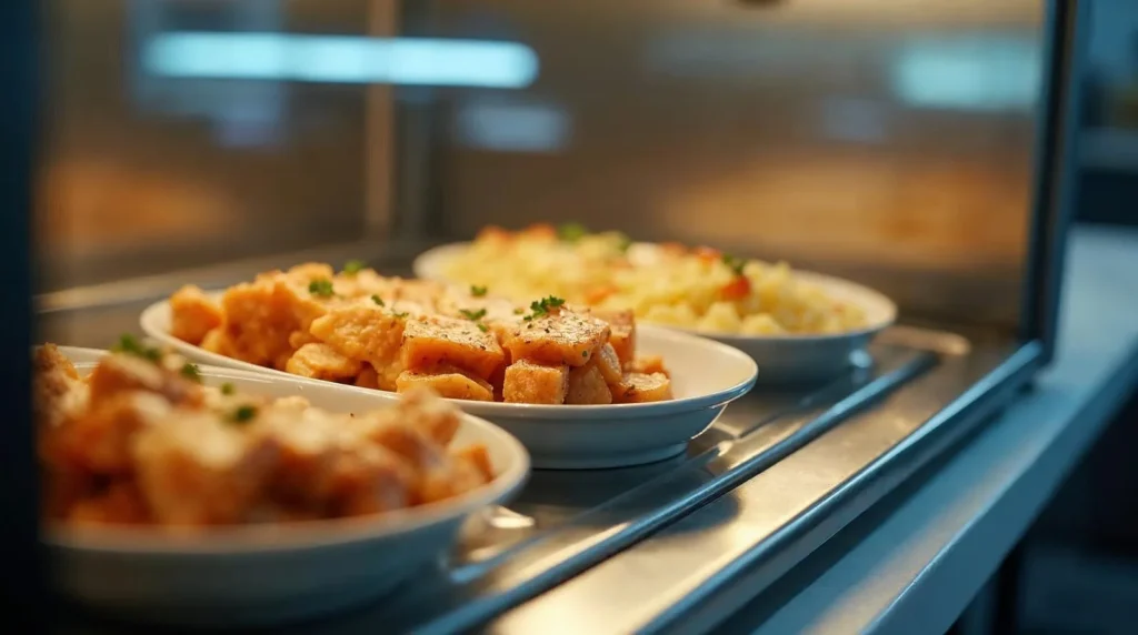 Plats maintenus au chaud dans une étuve chaude en inox