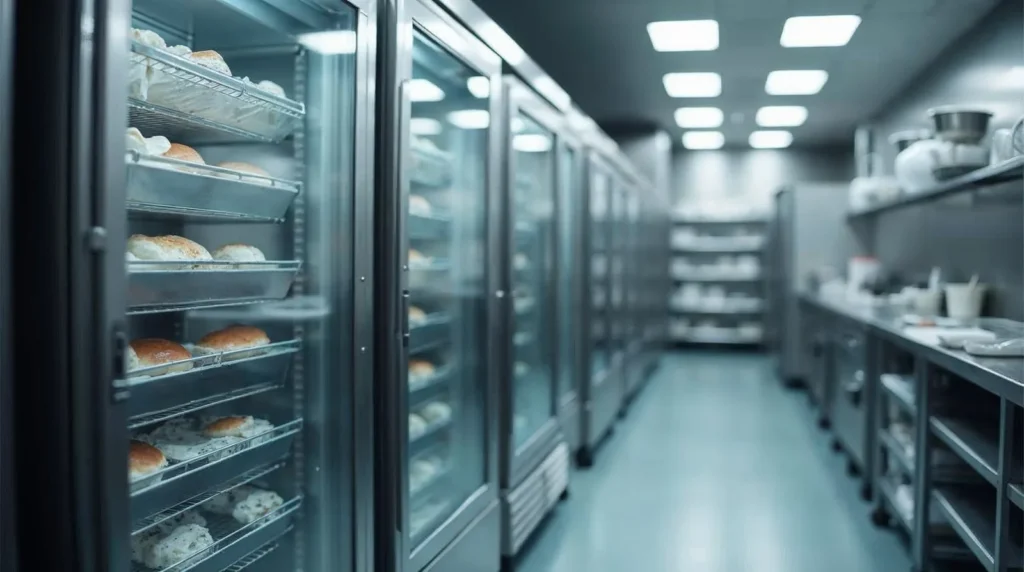 Poste chaud et équipements de froid dans une cuisine professionnelle